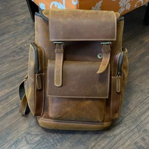 Genuine brown leather book bag